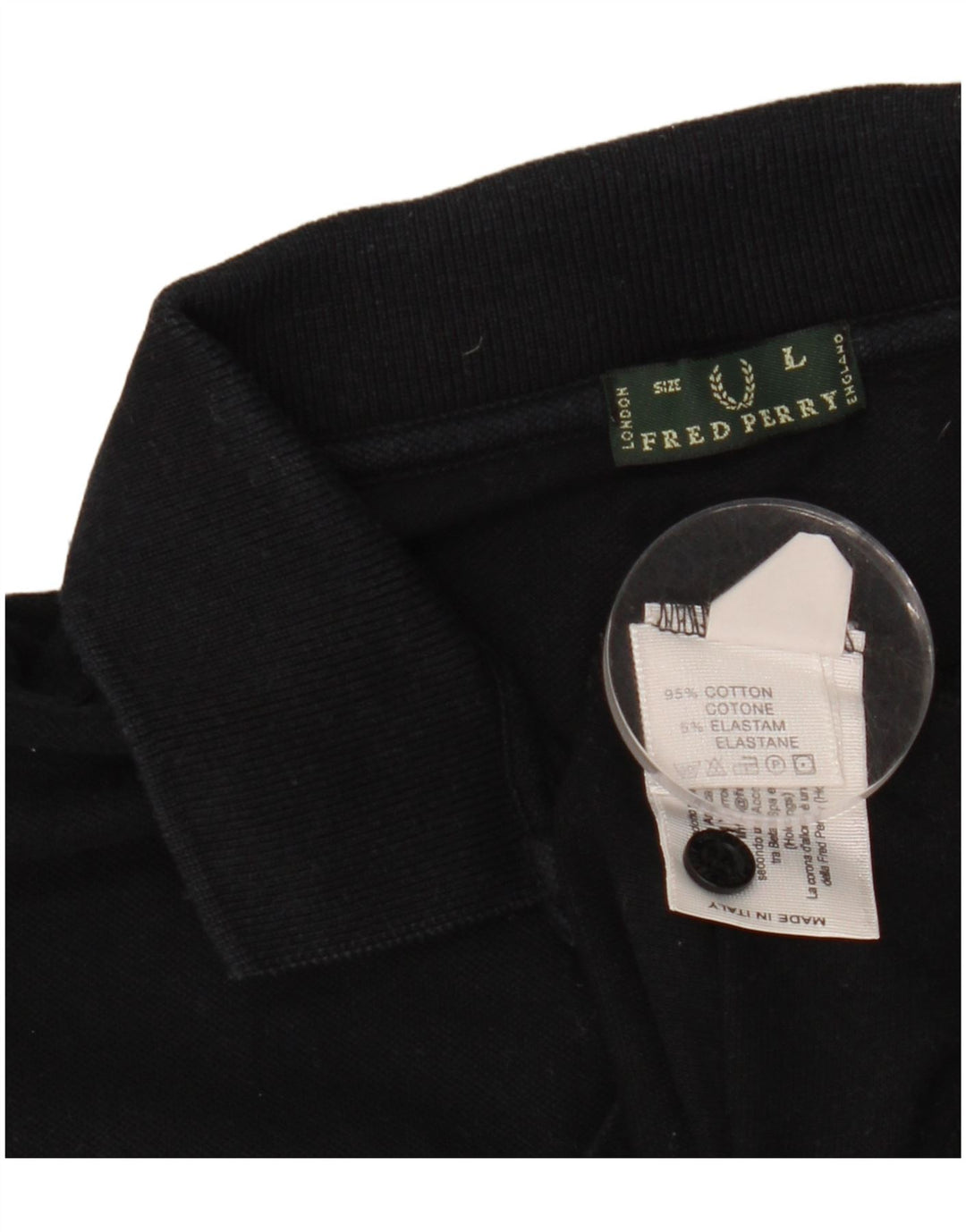 FRED PERRY Γυναικείο μπλουζάκι πόλο UK 16 μεγάλο μαύρο βαμβακερό