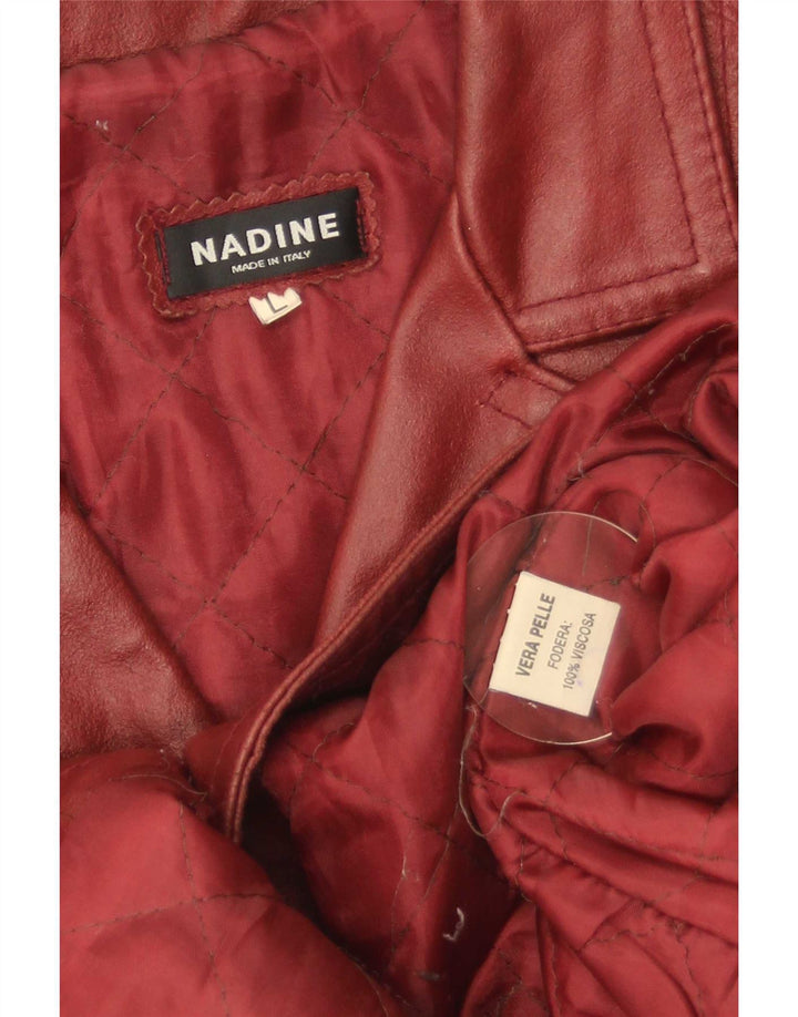 Nadine Γυναικείο Δερμάτινο Παλτό UK 14 Μεγάλο Κόκκινο Δερμάτινο