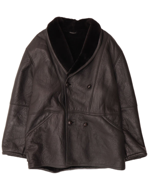 VINTAGE Ανδρικό Shearling Μπουφάν IT 58 4XL Μαύρο Shearling