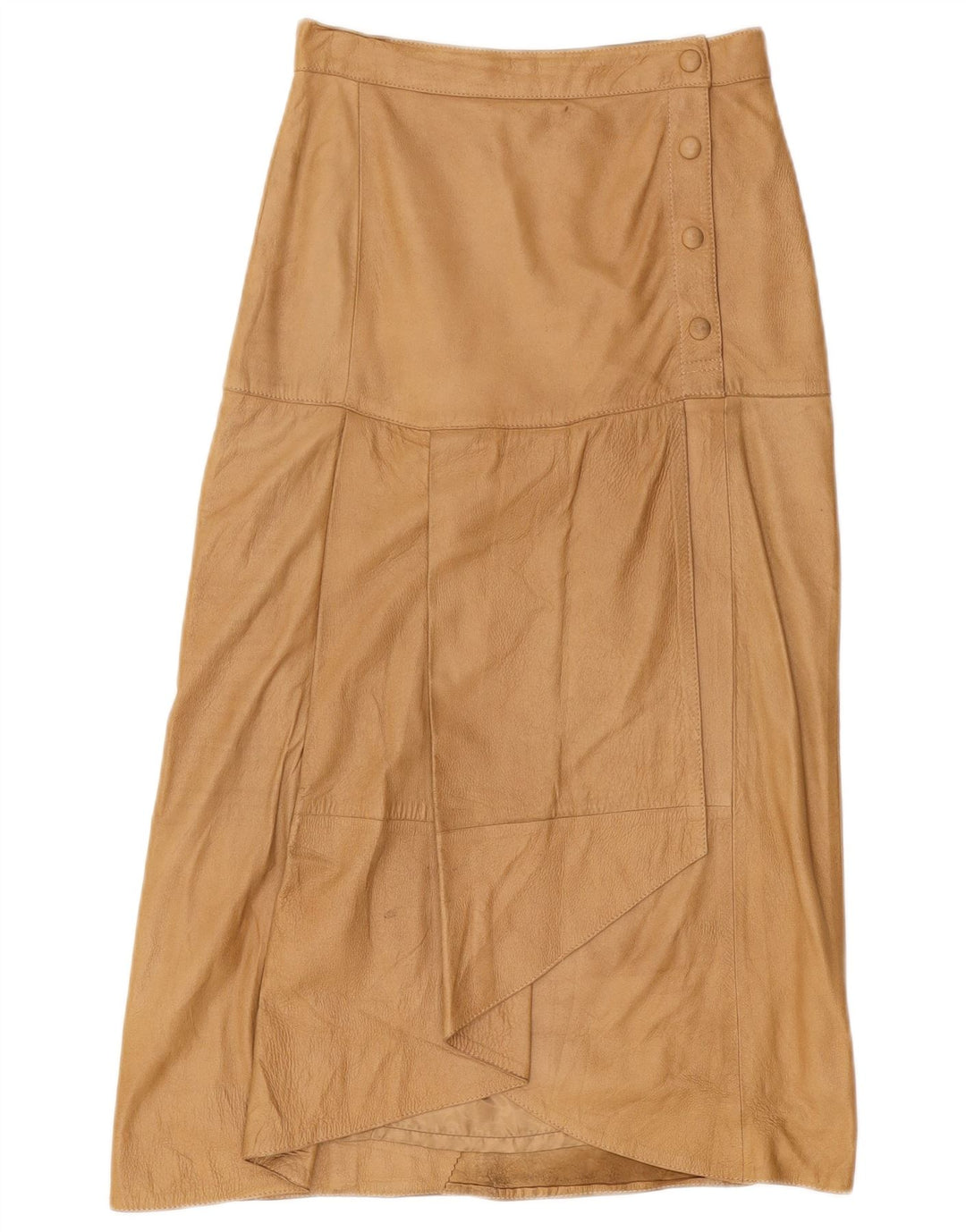 VINTAGE Γυναικεία Ψηλόμεση Δερμάτινη Φούστα IT 42 Medium W26 Καφέ