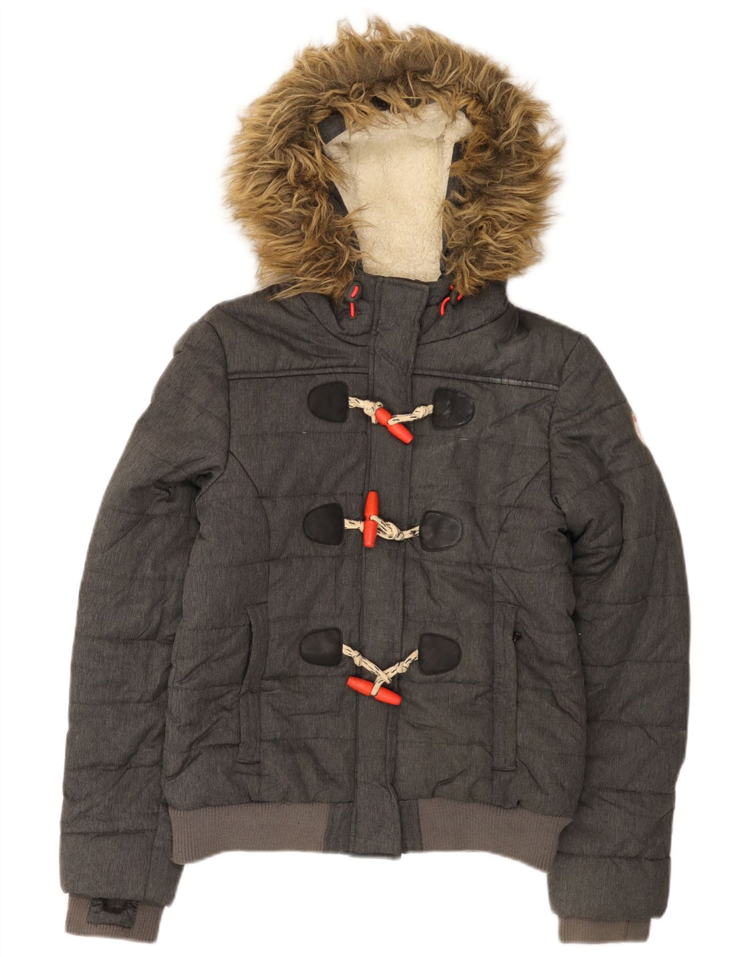 Γυναικείο μπουφάν με κουκούλα Superdry UK 12 Medium Grey Polyester