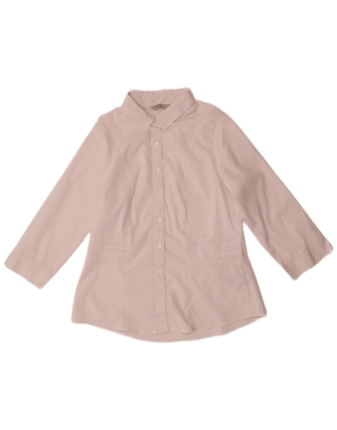 Marks & Spencer Womens 3/4 Sleeve Shirt UK 12 Medium White Polyester