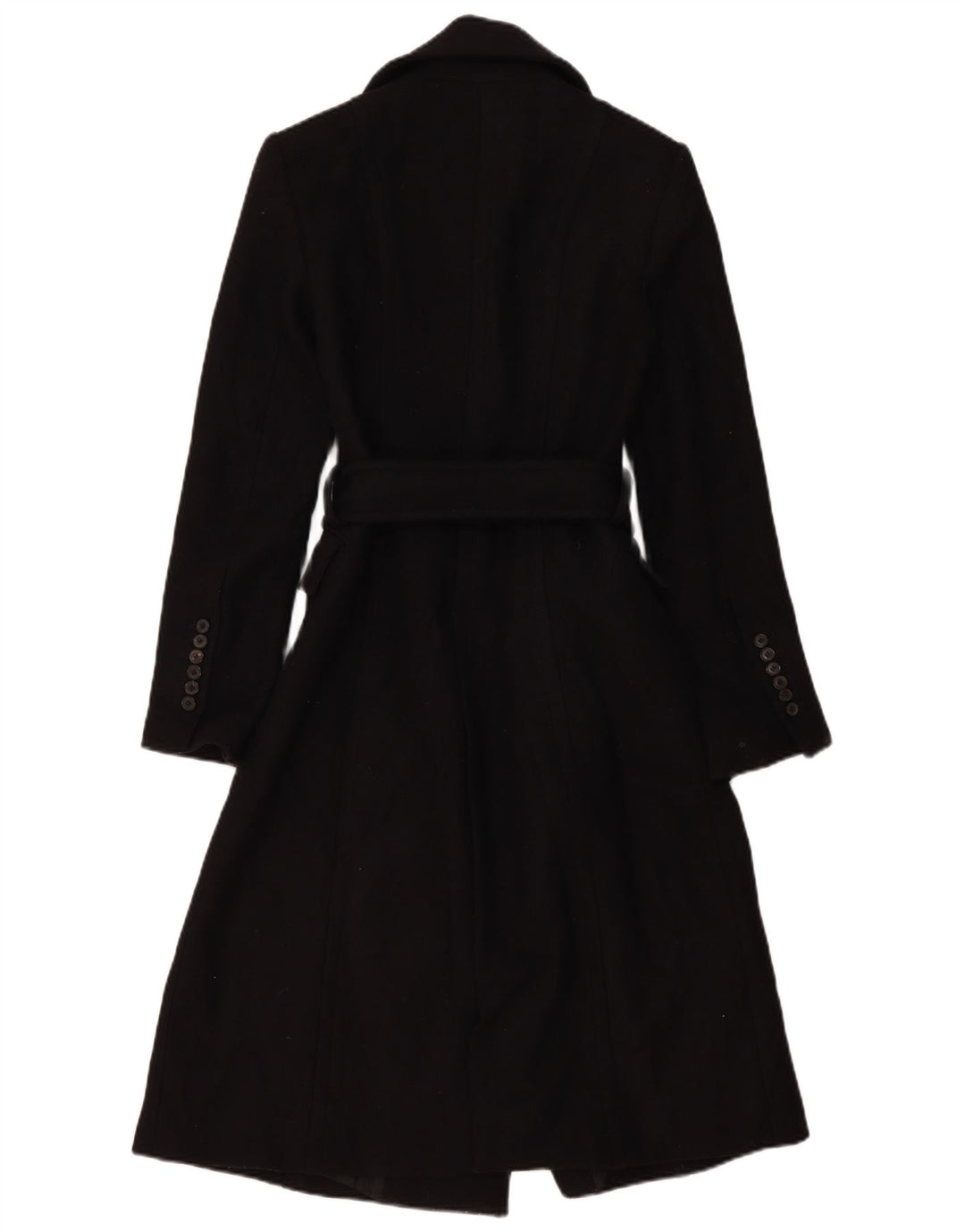 Zara Γυναικείο παλτό με διπλό στήθος UK 10 Small Black Wool
