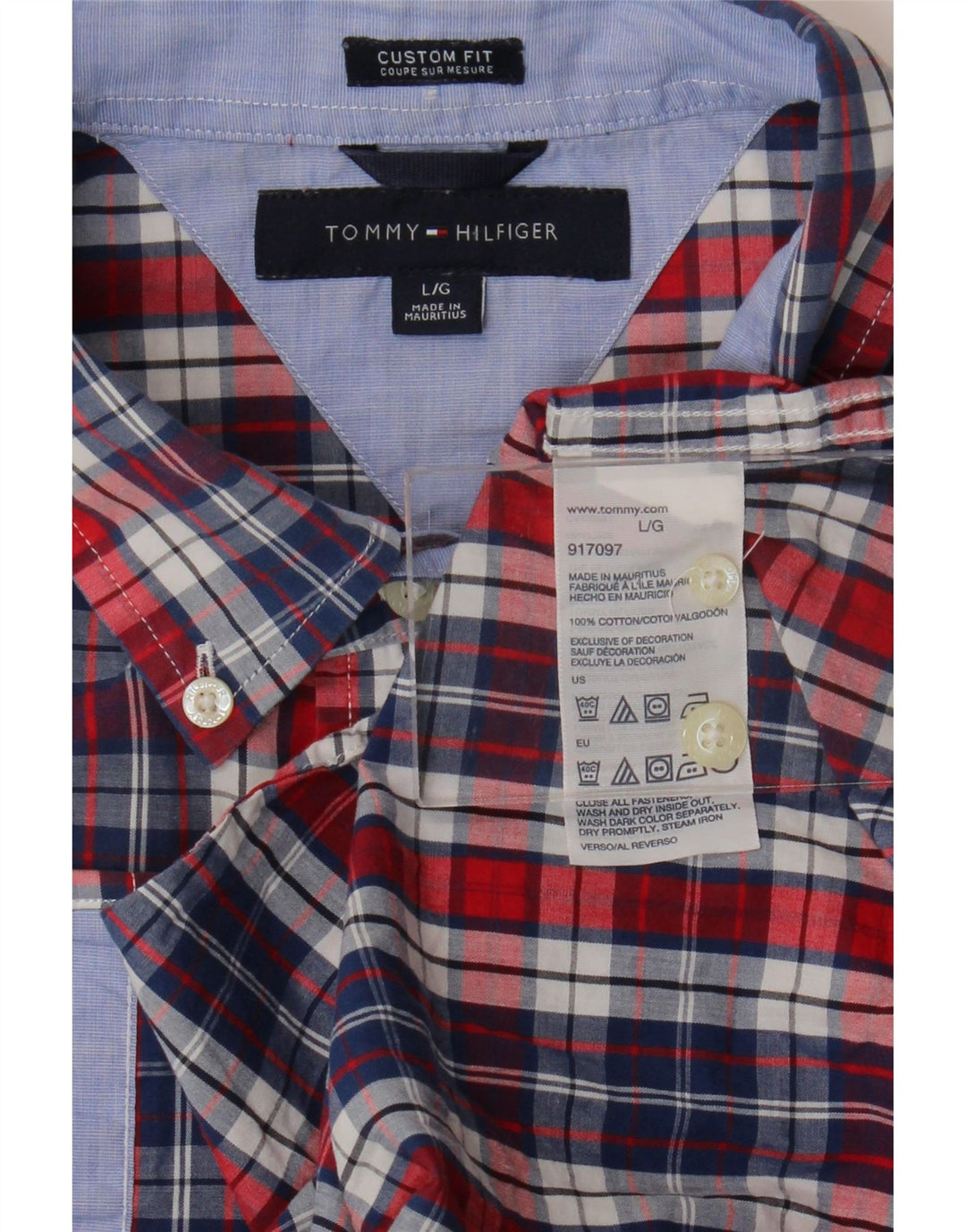 Ανδρικό κοντομάνικο Tommy Hilfiger Πουκάμισο προσαρμοσμένης εφαρμογής Μεγάλο μπλε καρό