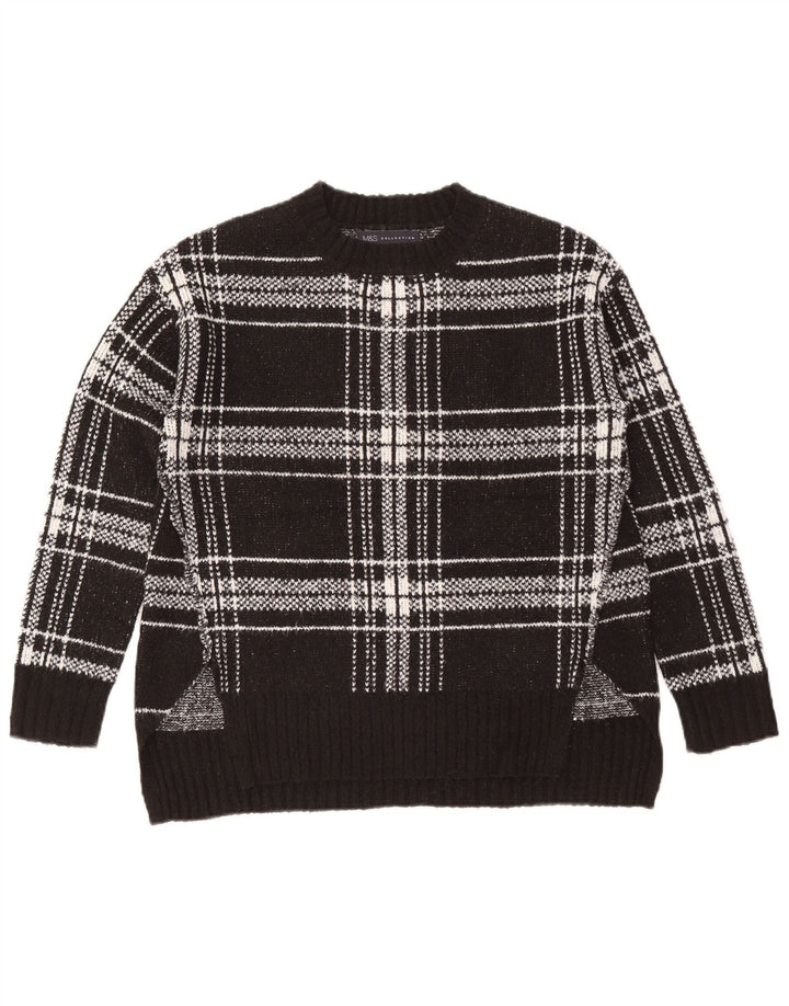 Marks & Spencer Γυναικείο πουλόβερ με λαιμόκοψη UK 10 Small Black Check