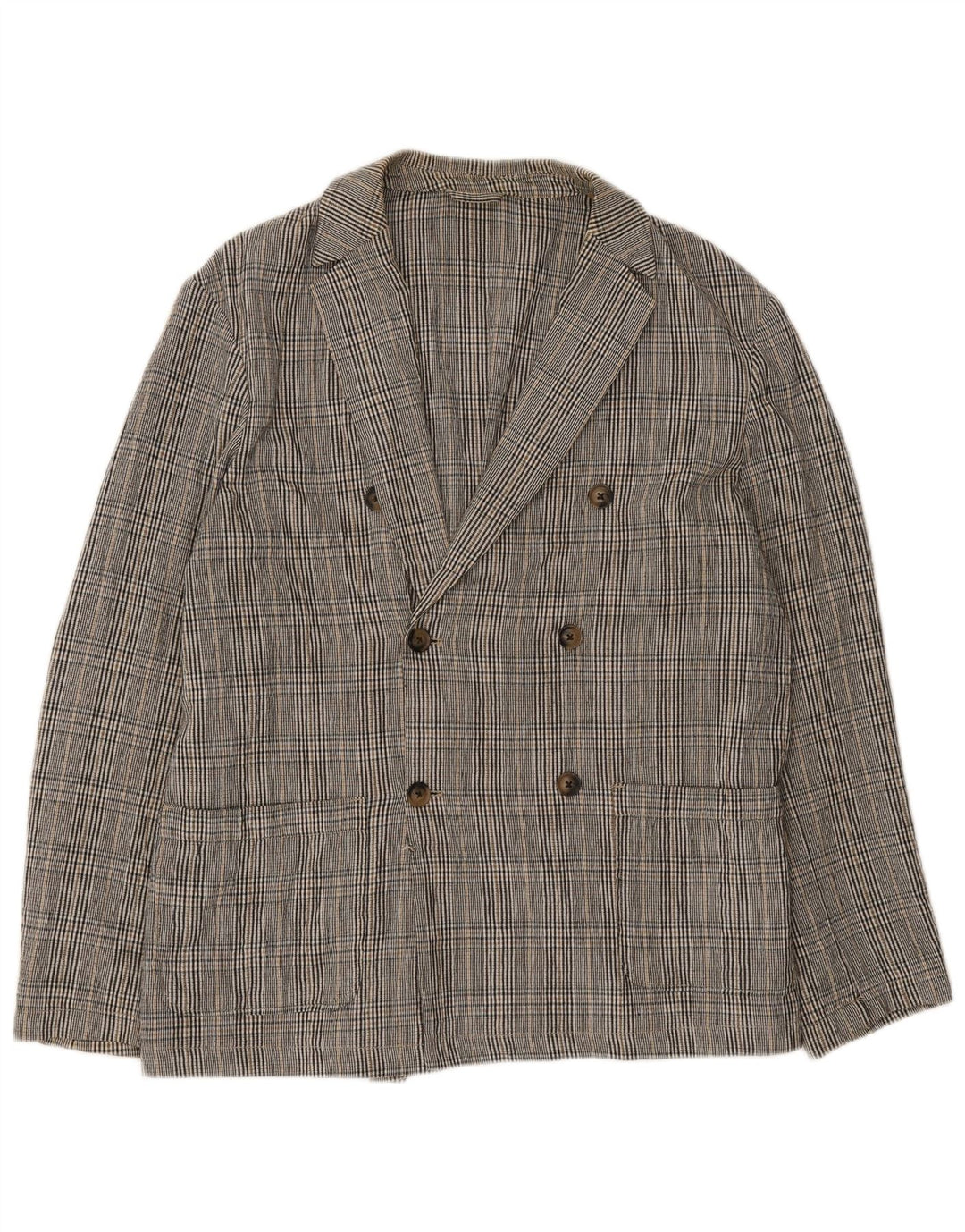 Zara Ανδρικό σακάκι blazer διπλό στήθος UK 40 Large Grey καρό