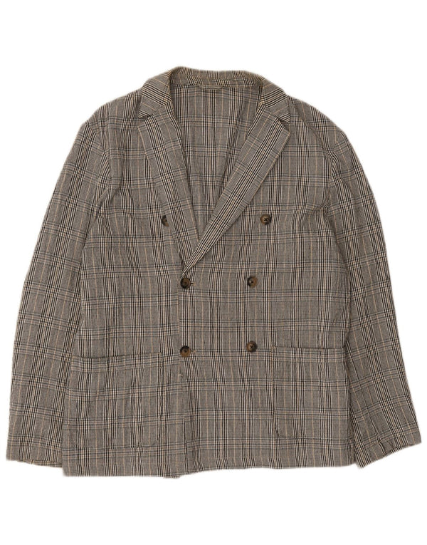Zara Ανδρικό σακάκι blazer διπλό στήθος UK 40 Large Grey καρό