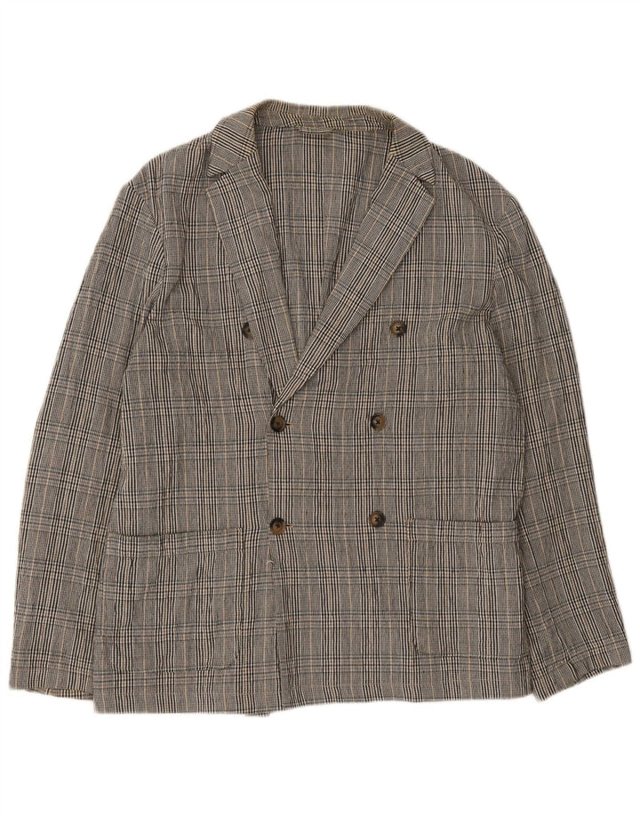 Zara Ανδρικό σακάκι blazer διπλό στήθος UK 40 Large Grey καρό