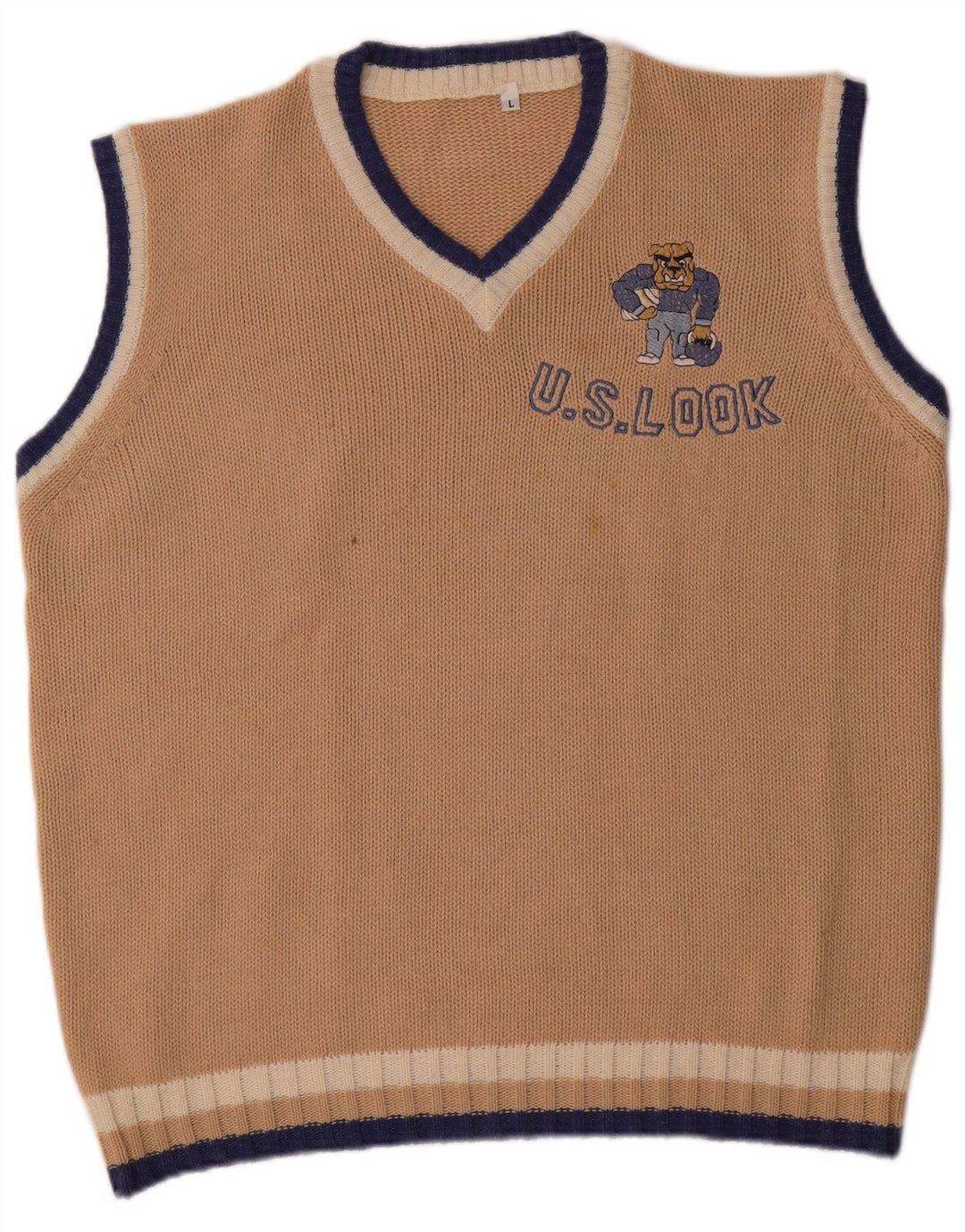 Vintage Ανδρικό Γραφικό Γιλέκο Tank Top Μεγάλο Μπεζ Ακρυλικό