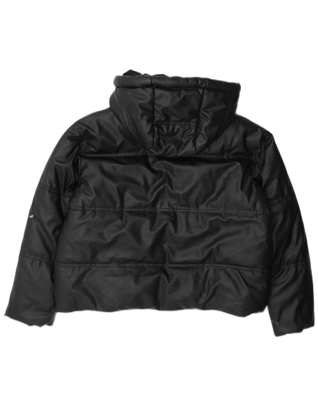 Zara γυναικείο μπουφάν με κουκούλα Loose Fit padded UK 10 Small Black Polyester