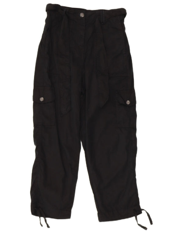 MARKS & SPENCER Womens Straight Cargo Trousers UK 8 Small W28 L23 Black