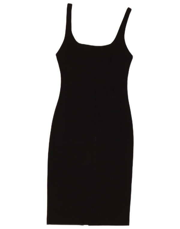 Zara Γυναικείο Trafaluc Αμάνικο Bodycon Φόρεμα UK 8 Small Black