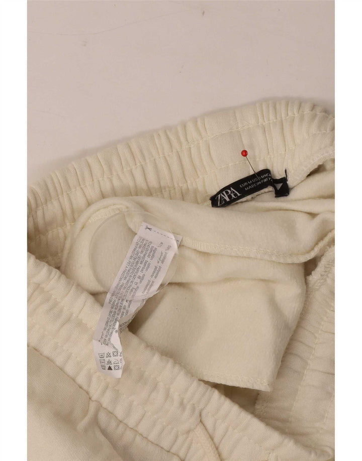 Zara Γυναικεία αθλητική φόρμα παντελόνι Joggers UK 12 Medium White Polyester