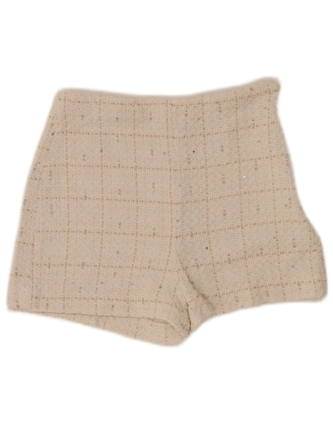 ZARA Γυναικείο Ψηλόμεσο Σορτς XS W24 Off White Check