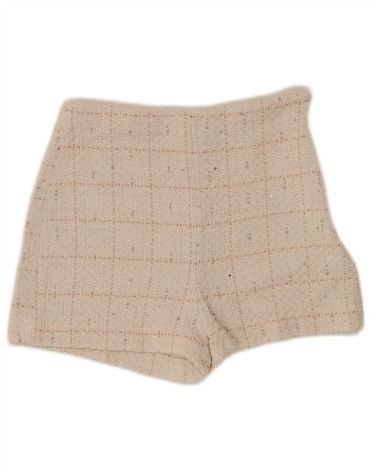 ZARA Γυναικείο Ψηλόμεσο Σορτς XS W24 Off White Check