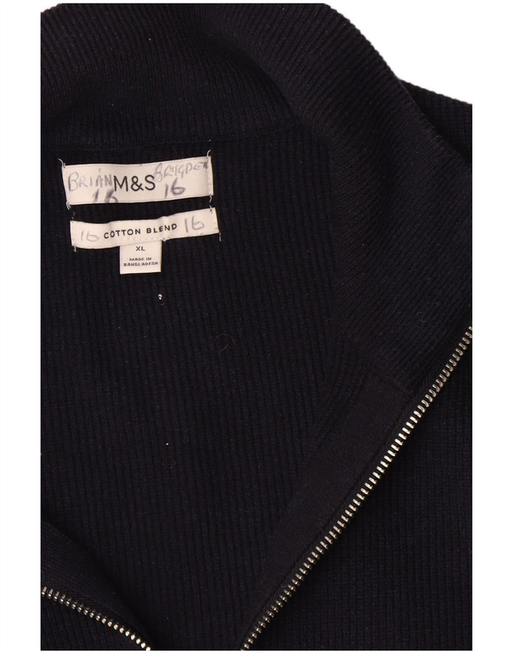 Ανδρικό πουλόβερ με ζακέτα Marks & Spencer XL Navy Blue Polyester