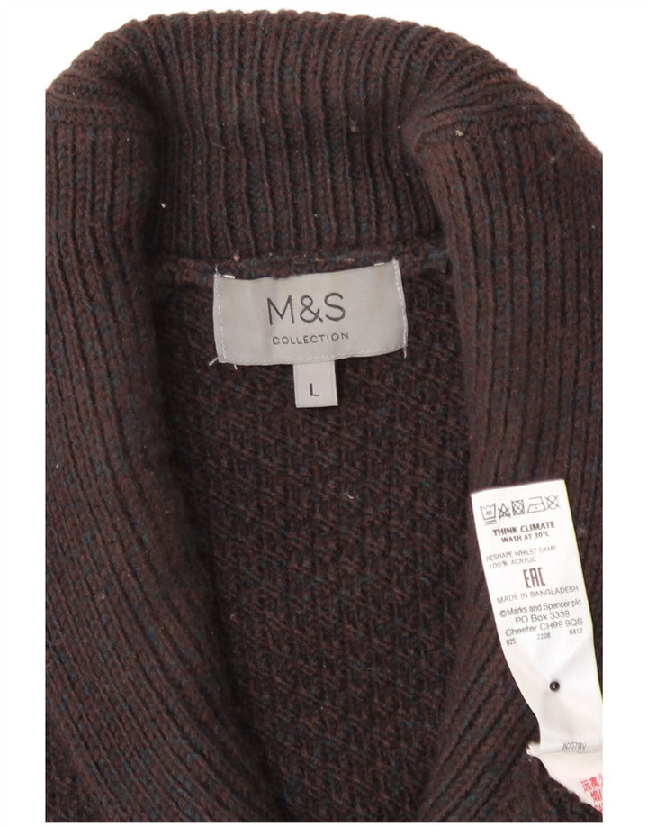 Ανδρικό πουλόβερ ζακέτα Marks & Spencer Μεγάλο Καφέ Ακρυλικό