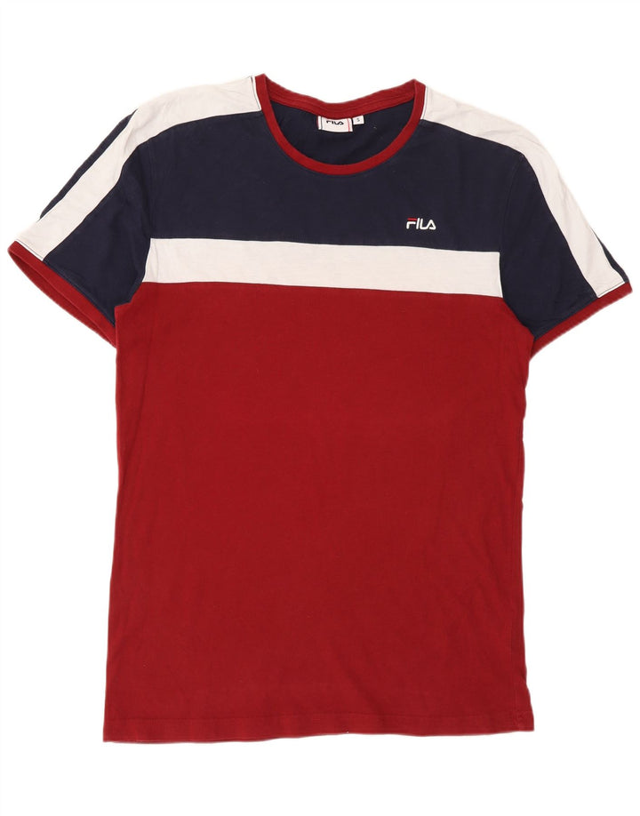 Ανδρικό T-Shirt Fila Top Small Red Colourblock Βαμβακερό