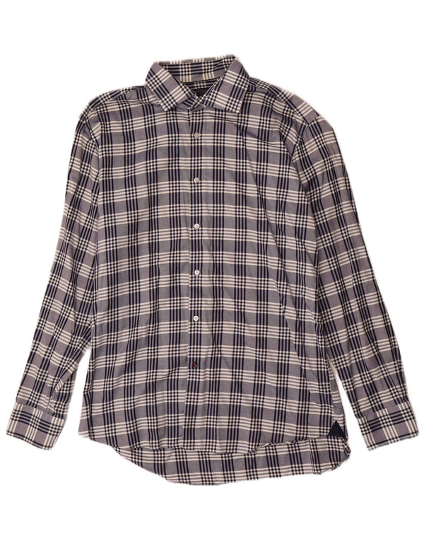 Tommy Hilfiger Mens Shirt Size 44 17 1/2 XL Navy Blue Check Cotton