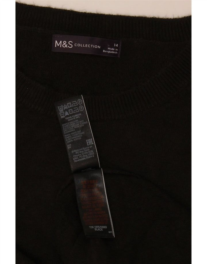 Marks & Spencer Γυναικείο πουλόβερ με λαιμόκοψη UK 14 μεσαίο μαύρο ακρυλικό