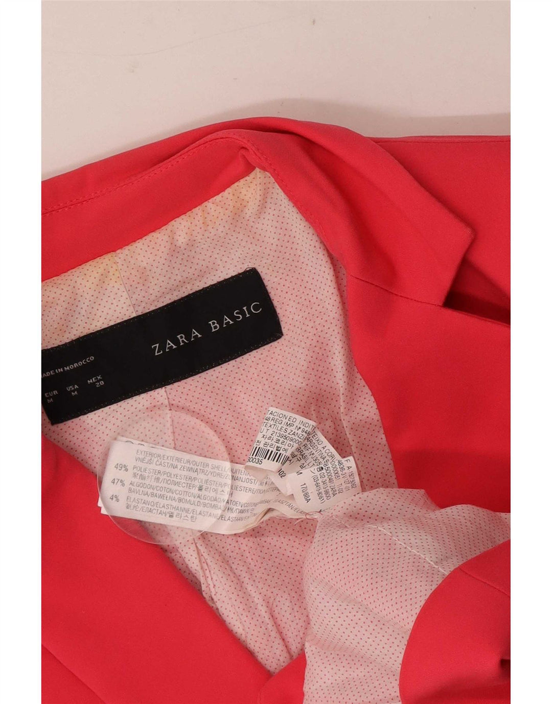 Zara Γυναικείο σακάκι 1 κουμπιού blazer UK 12 μεσαίο ροζ πολυεστέρας