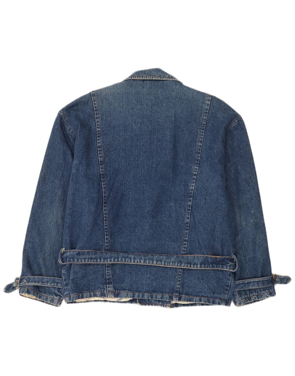 Vintage Mens Denim Biker Jacket UK 40 Large Blue
