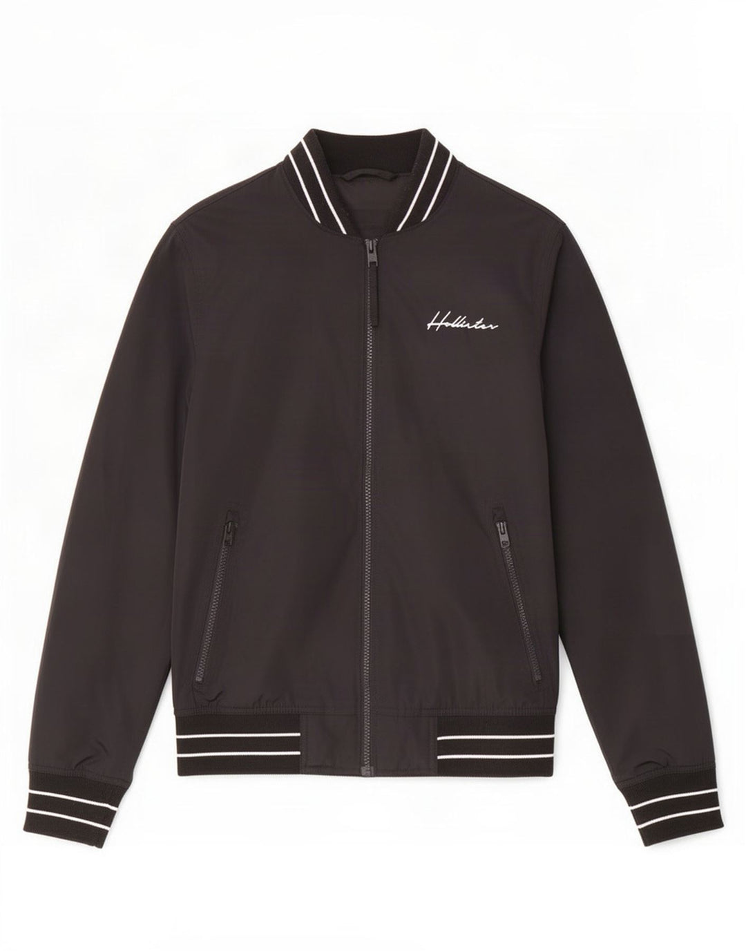 Ανδρικό μπουφάν Hollister Bomber UK 34 XS Μαύρο ριγέ πολυεστέρα