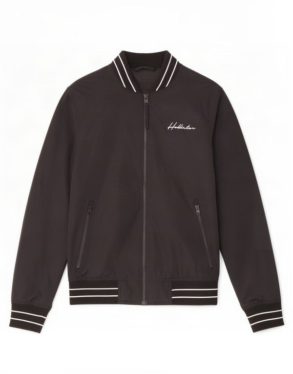 Ανδρικό μπουφάν Hollister Bomber UK 34 XS Μαύρο ριγέ πολυεστέρα