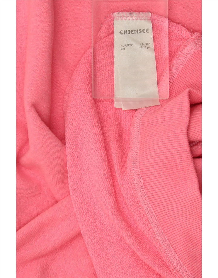 CHIEMSEE Girls Graphic Sweatshirt Jumper 14-15 Years Pink Polyester Vintage Chiemsee and Second-Hand Chiemsee from Messina Hembry 