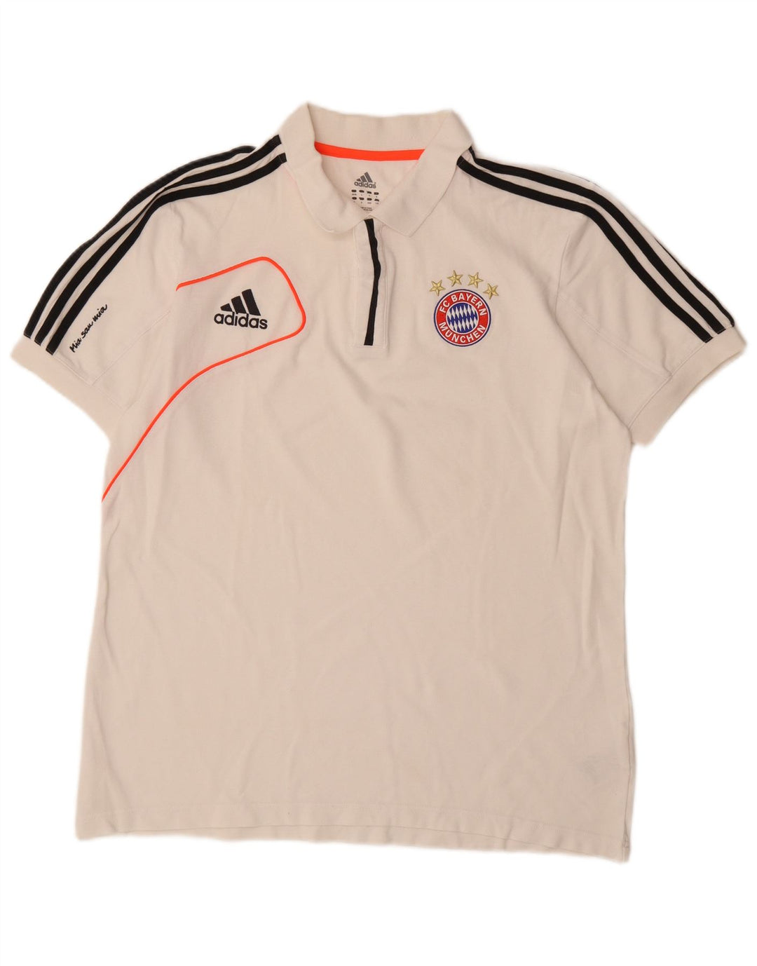 ADIDAS Mens FC Bayern Munchen polo μπλουζάκι UK 44/46 μεγάλο λευκό βαμβακερό