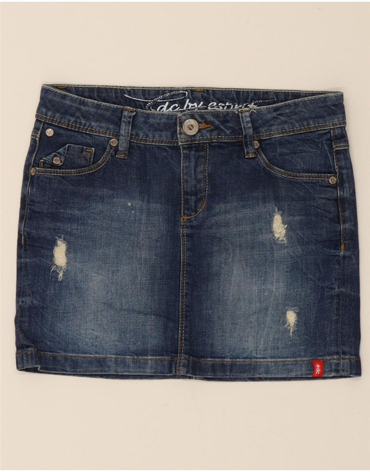 EDC Womens Distressed Denim Skirt W32 Large Blue Vintage EDC and Second-Hand EDC from Messina Hembry 