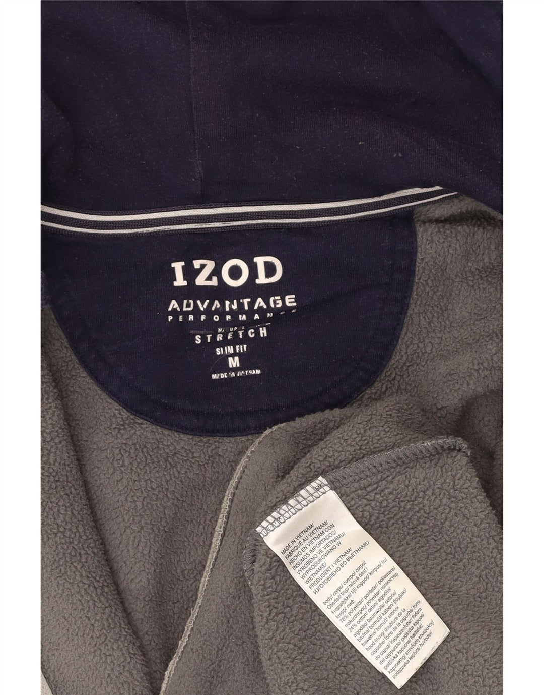 IZOD Mens Slim Fit Zip Hoodie Sweater Medium Grey Polyester
