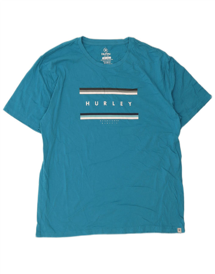 Ανδρικό γραφικό T-Shirt Hurley Top μεγάλο μπλε βαμβακερό