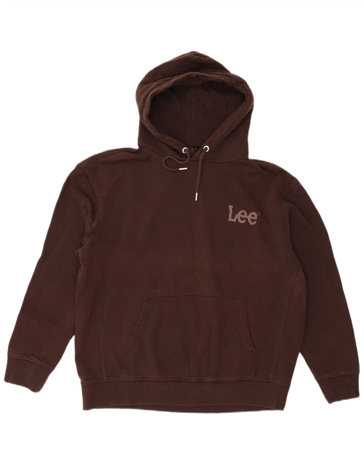 Lee Mens Regular Fit Hoodie Jumper Μεγάλο Καφέ Βαμβακερό