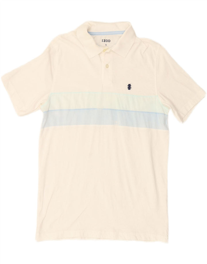 IZOD Mens Polo Shirt Small White Striped Cotton Vintage Izod and Second-Hand Izod from Messina Hembry 