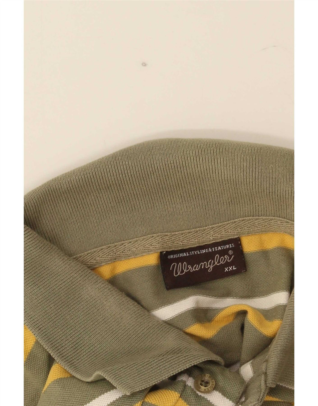Ανδρικό μπλουζάκι πόλο Wrangler 2XL Χακί ριγέ