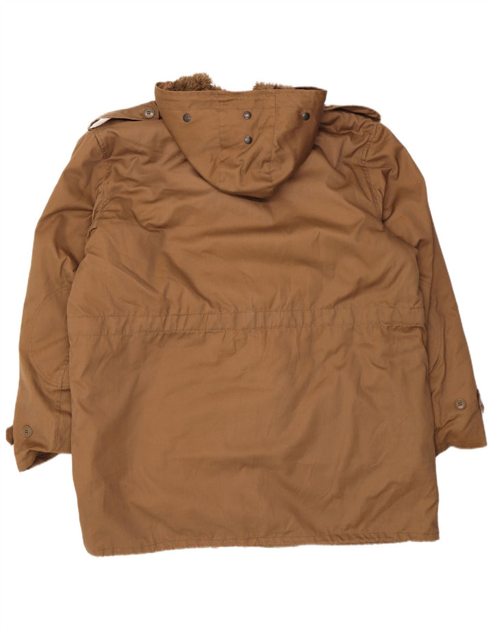 VINTAGE Ανδρικό μπουφάν Sherpa Parka με κουκούλα UK 42 XL Καφέ βαμβακερό