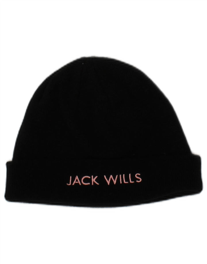 JACK WILLS Womens Graphic Knit Beanie Hat One Size Black Classic
