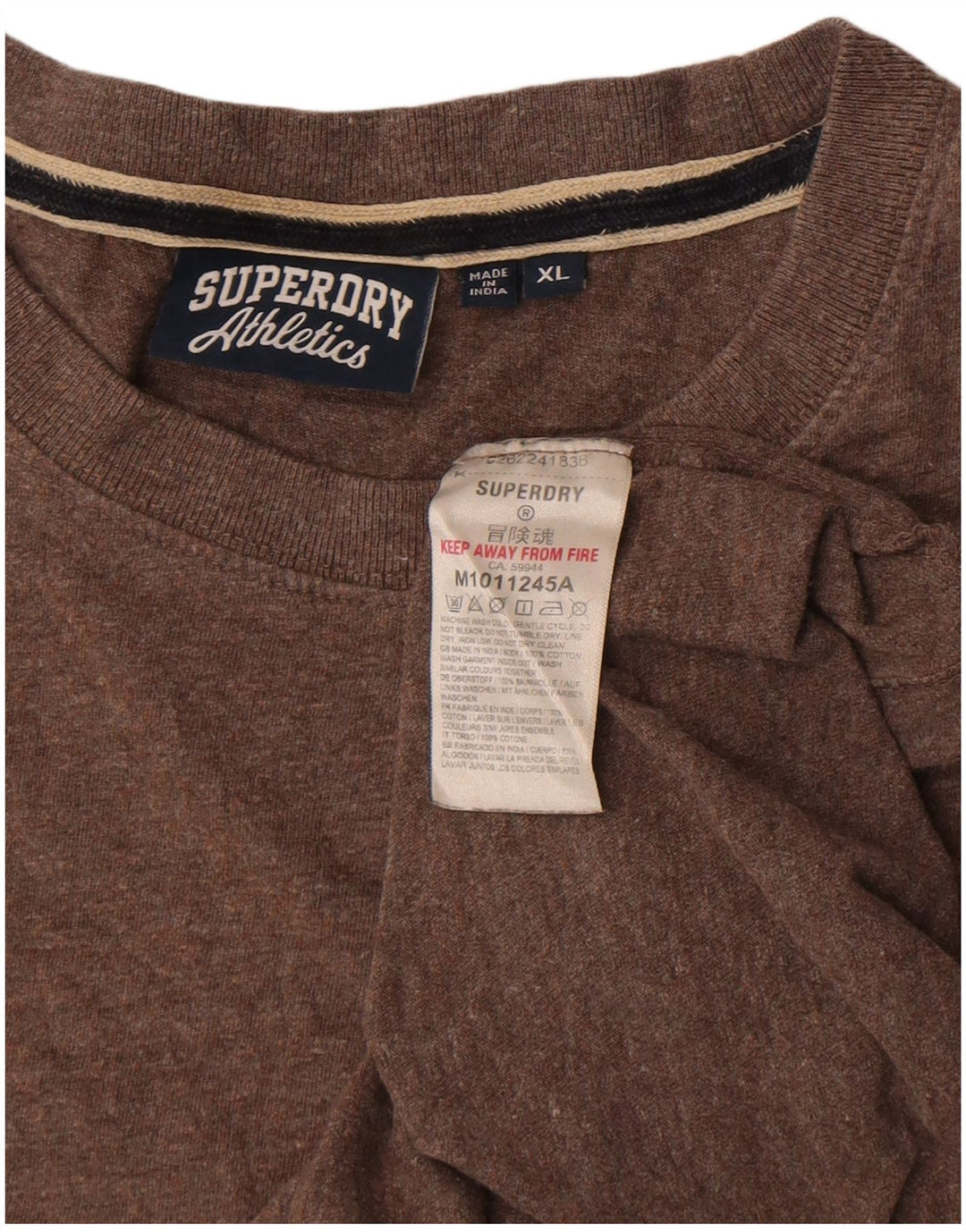 Superdry Ανδρικό T-Shirt Top XL Καφέ Βαμβακερό