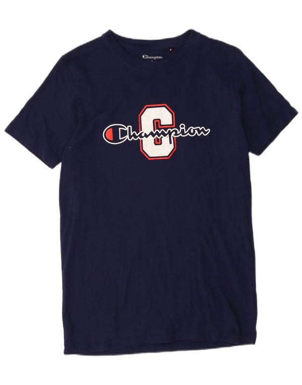Champion Ανδρικό γραφικό T-Shirt Top Small Navy Blue από βαμβάκι