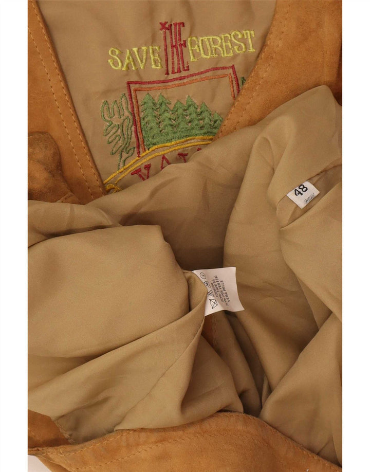Save The Forest Mens Suede Γιλέκο IT 48 Medium Beige Leather