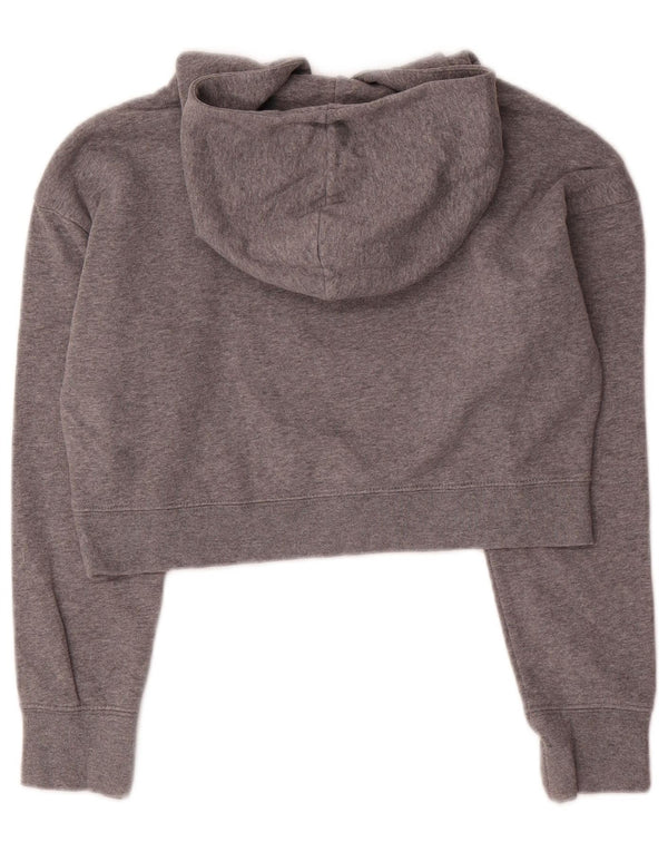 Nike Girls Graphic Crop Hoodie Jumper 12-13 Years Large Grey