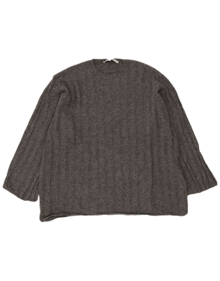 ZARA γυναικείο πουλόβερ υπερμεγέθη Crew Neck Jumper UK 6 XS Grey Polyamide