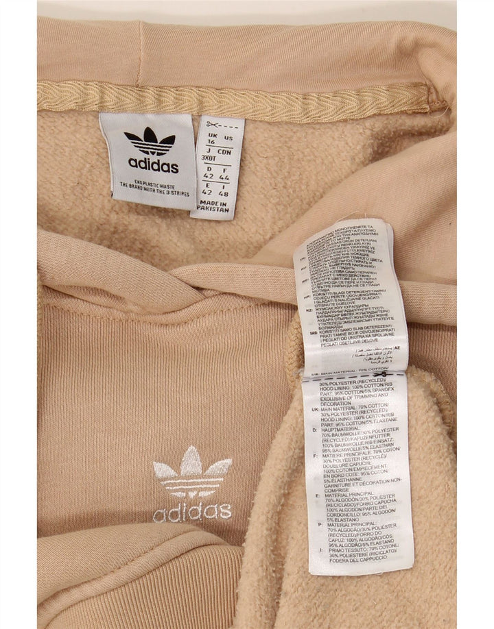 ADIDAS Γυναικείο Hoodie Jumper UK 16 Large Beige Βαμβακερό