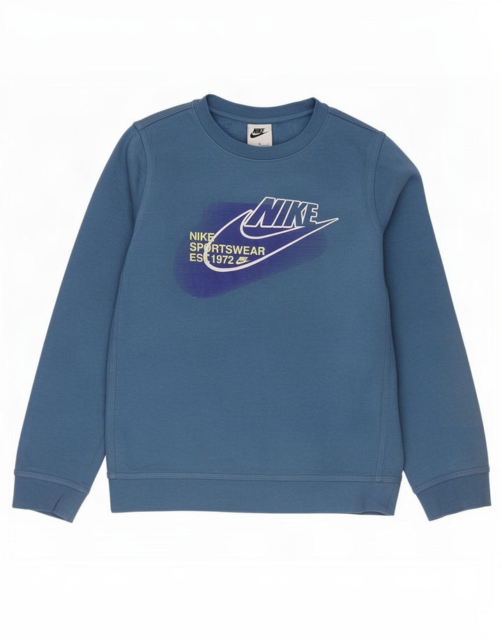 Γραφικό φούτερ Nike Boys Jumper 10-11 ετών μεσαίο μπλε βαμβακερό