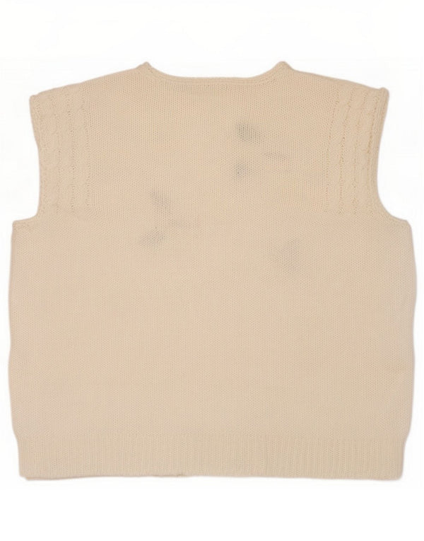 Vintage Womens Crop Vest Tank Top UK 14 Large White Floral