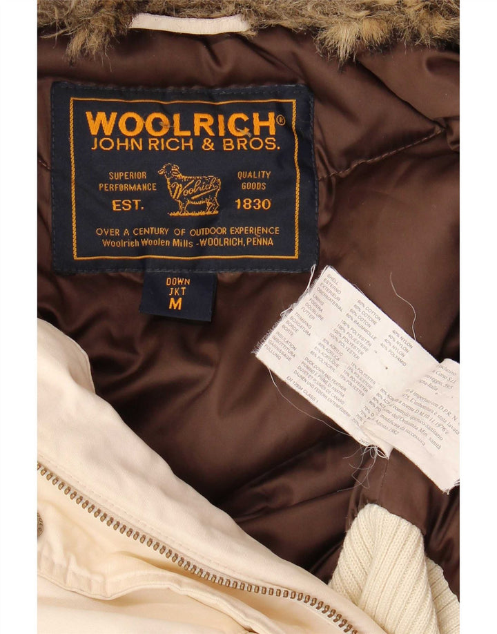 Woolrich Γυναικείο μπουφάν με κουκούλα UK 14 μεσαίο λευκό βαμβακερό