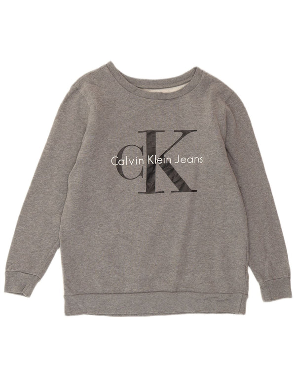 CALVIN KLEIN JEANS Γυναικείο φούτερ μεγάλου μεγέθους Jumper UK 6 XS με γκρι φλιτζάνια