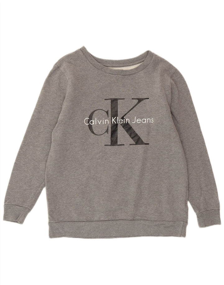 CALVIN KLEIN JEANS Γυναικείο φούτερ μεγάλου μεγέθους Jumper UK 6 XS με γκρι φλιτζάνια