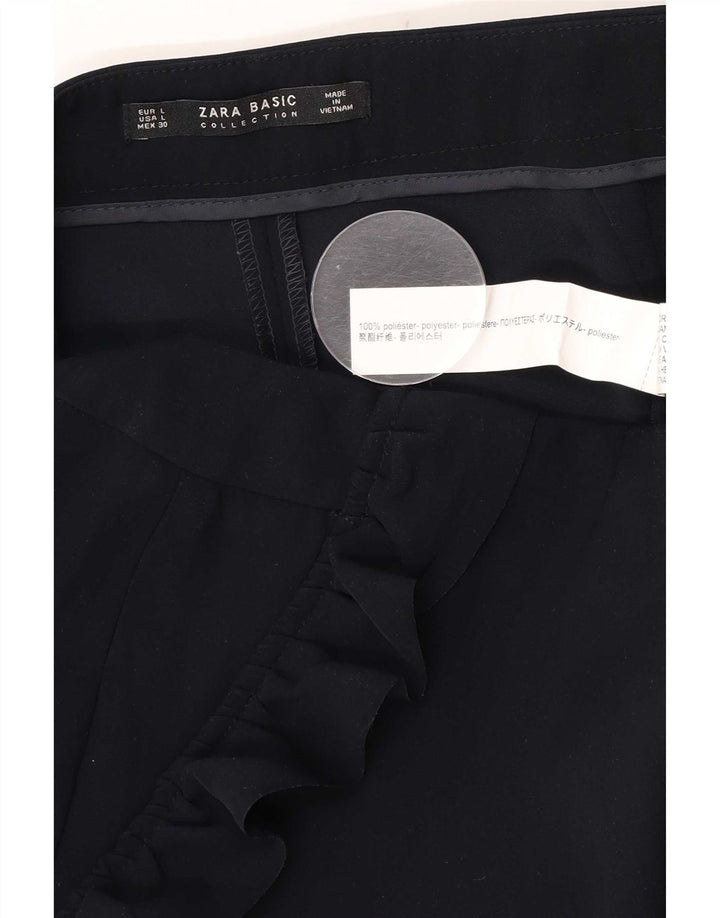 Zara γυναικείο κωνικό κομμένο παντελόνι μεγάλο W30 L25 Navy Blue Polyester